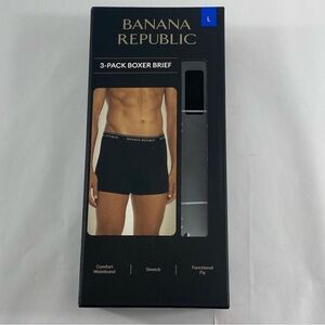 Banana Republic Men’s Black Boxer Briefs 3-Pack Size:L Stretch Comfort Weistband